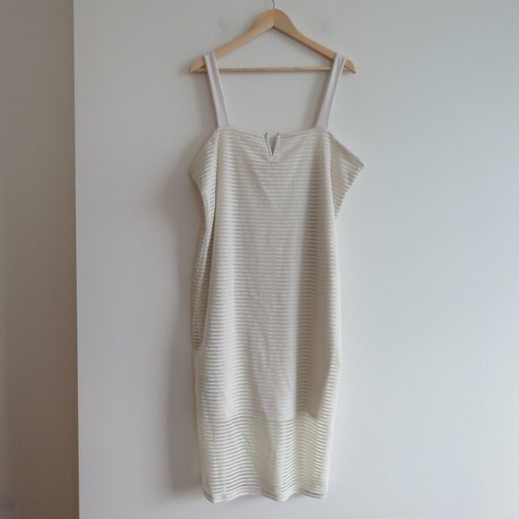 GOOD AMERICAN Sheer Mesh Midi Dress in Netural Ivory - GA Size 6 / 3XL NWT - Picture 2 of 14